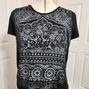 Style & Co. Black and White Short Sleeve Tee